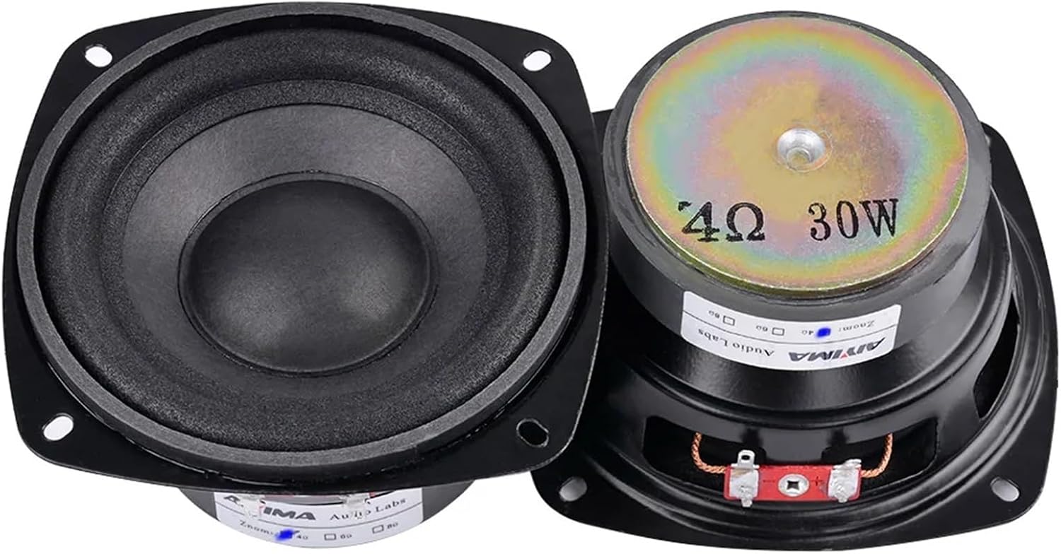2Pcs 4 Inch Audio Woofer Speaker Bass 4 Ohm 30W HiFi Stereo Home Theater Loudspeaker Subwoofer Long Stroke Sound Speaker