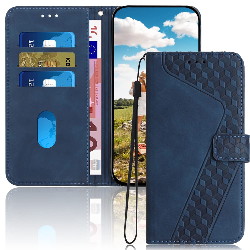 Wallet Case for iPhone XR, iPhone XR Phone Case with Kickstand Credit Card Holder Slot Magnetic Closure Cute Retro Cover Premium Flip Leather Protective Case for iPhone XRR 6.1 inch Blue HX4