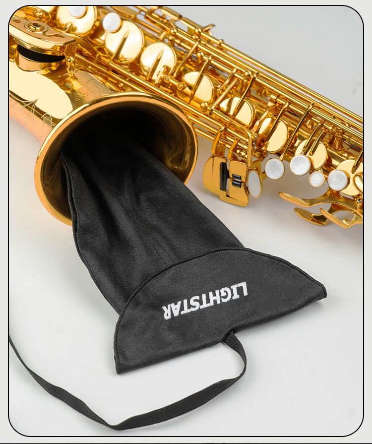 Image of 2PCS Saxophone Clarinet Care Bundle Alto, Tenor Sax Cleaning Cloth Kit, man-made chamois (Sax-black)