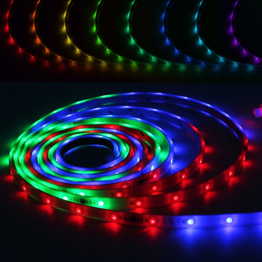 TORCHSTAR MHSTPK-RGB68-RTPA High Waterproof IP68 RGB Color Chasing LED Light Strip Kit, 16.4ft Flexible Multicolor Strip Lights + RGB Controller + IR Remote + UL-Listed Adapter - 5050SMD 150LEDs ETL Listed Tape Light