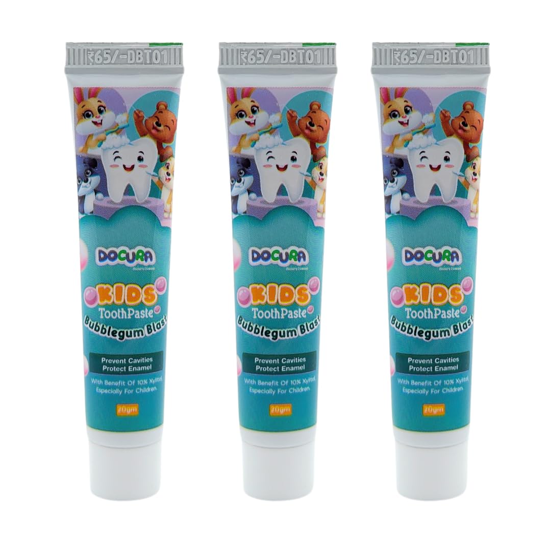Docura Kids Toothpaste for 2 years and above - Bubblegum Flavor | 10% Xylitol for Stronger Teeth & Cavity Protection | 20gm-image-34