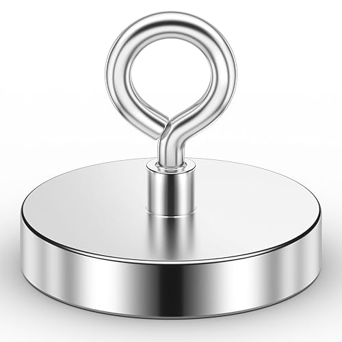 Miniatura 13 de VNDUEEY Imanes de pesca de neodimio, fuerza de tracción de 200 libras, imán de tierras raras con perno de ojo avellanado para recuperar en el lago