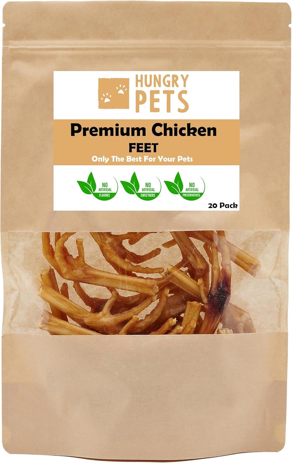 Premium Chicken Feet, Dog Treat, 20 Pack (Chicken Feet 20 Pack)