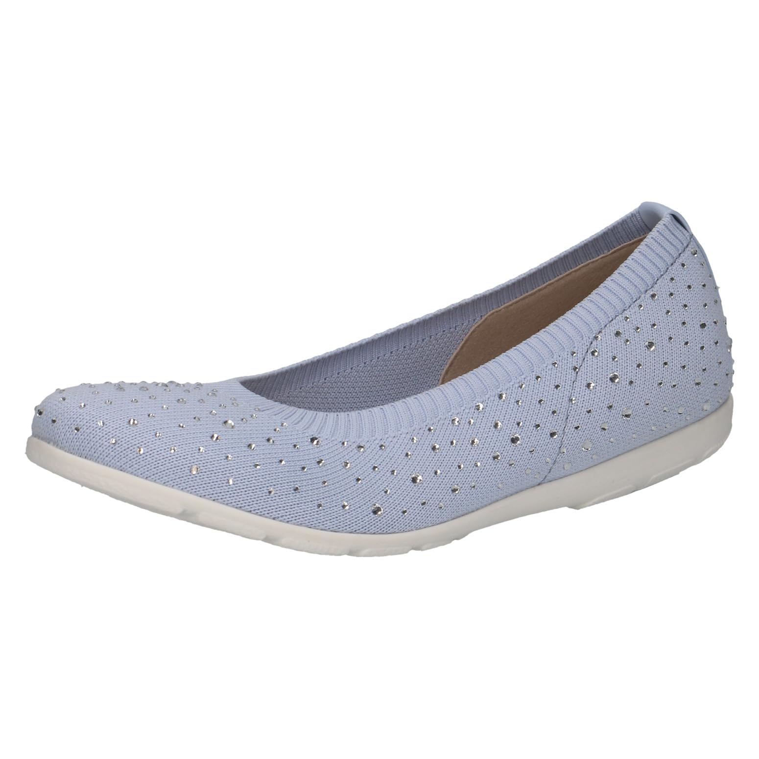 CAPRICE Women's Glitter Ballet Flats Comfortable, Blue (Lt.Blue Knit), 6.5 UK