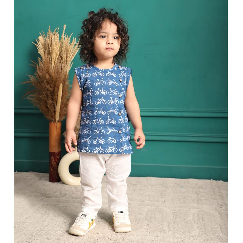 Image of POLKA TOTS Pure Cotton New Born Dress | Ultra-Soft, Breathable & Lightweight Sleeveless Jhabla Pant Set for Baby Boys & Girls | Baby Summer Clothes | Traditional Jabla & Pyjama Set for Newborns