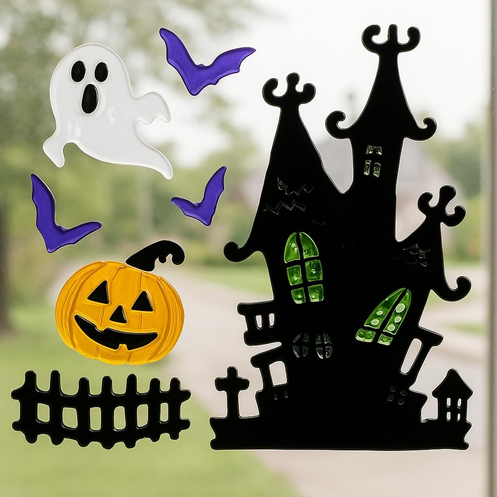 Poster in bianco e nero di Halloween con elementi horror. Cartoon zucca, gufo, pipistrello, ragno per decorazione biglietto di auguri. Vettore su backgrou trasparente Immagine e Vettoriale
