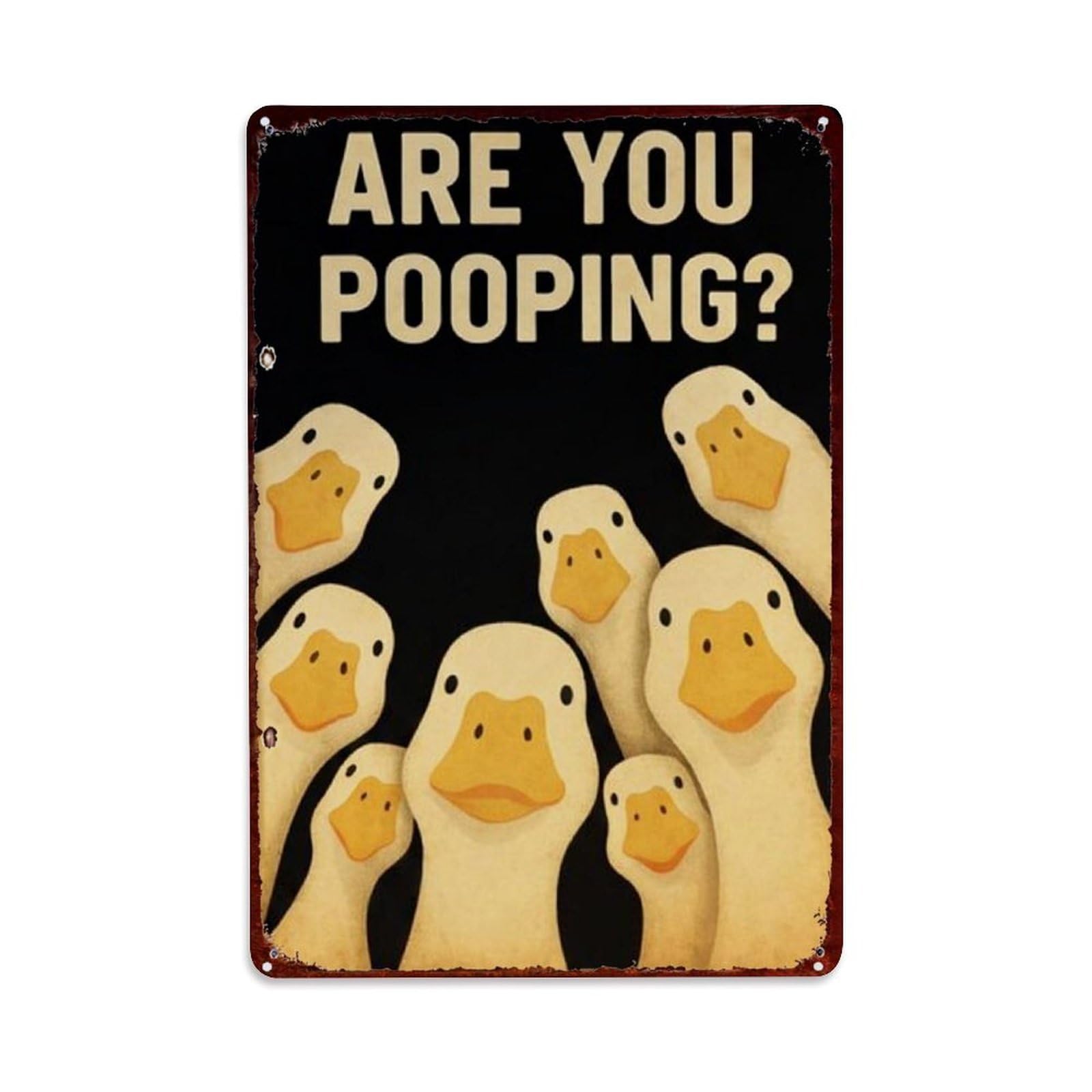 Jdfenggu Vintage Are You Pooping Duck Pattern Retro Metal Tin Sign, Metal Poster For Bar, Home, Man Cave, Kitchen, Laundry Room Art Decor 8X12 Inch