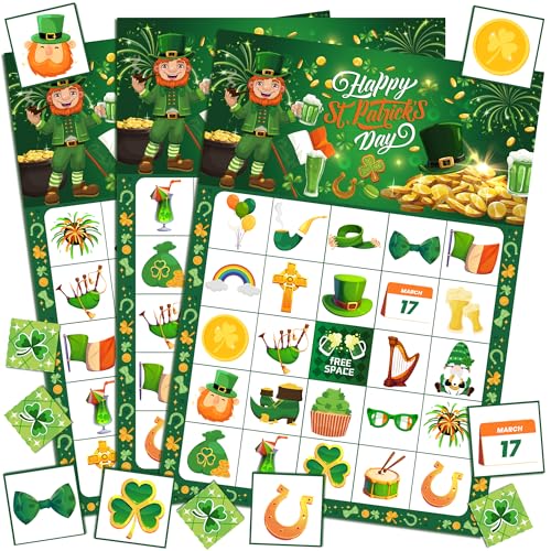Kaxulvoblig 37pcs St Patrick's Day Bingo Cards for Irish Themed Party Games, St Patricks Day Bingo Cards for St Patricks Day Games St Patricks Day Decorations Saint Patricks Day Decorations