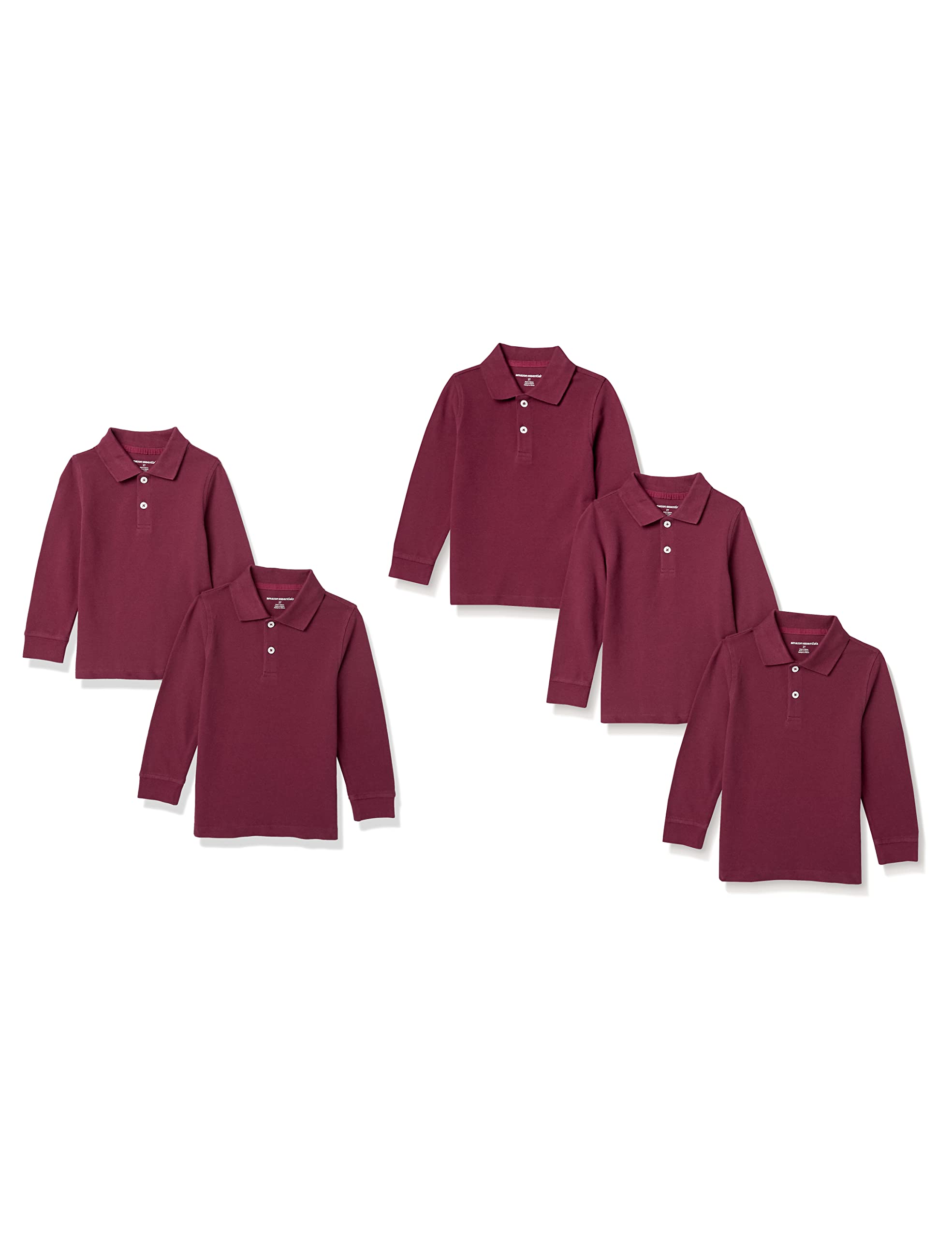 Amazon Essentials Polos de Piqué de Manga Larga Niño, Paquetes Múltiples