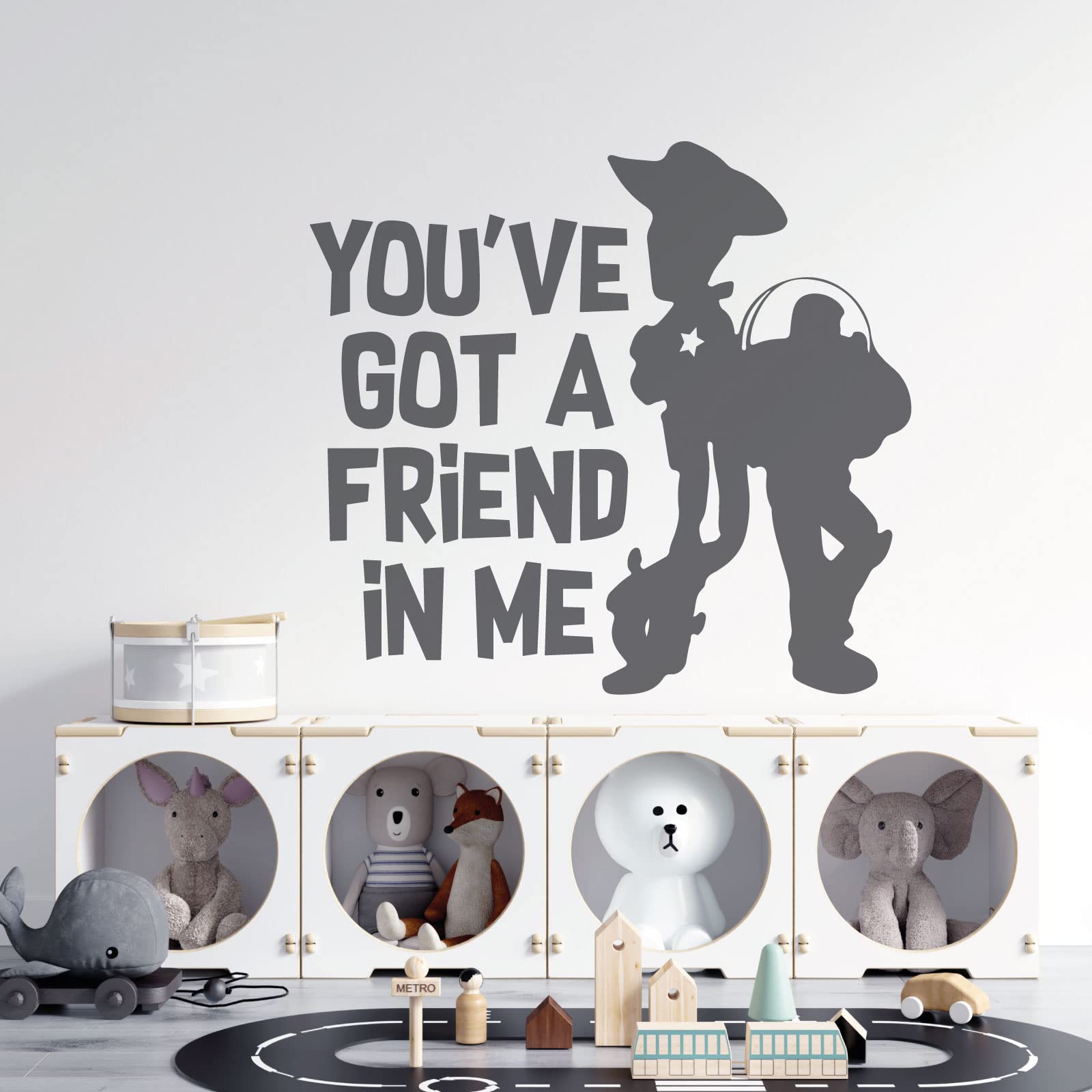 Woody and Buzz - You've Got a Friend in Me - Story Inspired Children's Vinyl Wall Decal Sticker [XLarge] [Dark Grey]