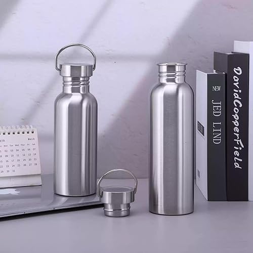 Miniatura 8 de Paquete de 2 botellas de agua de acero inoxidable 188, botella de agua deportiva de una sola pared de 26 onzas para camping, picnic, hervidor