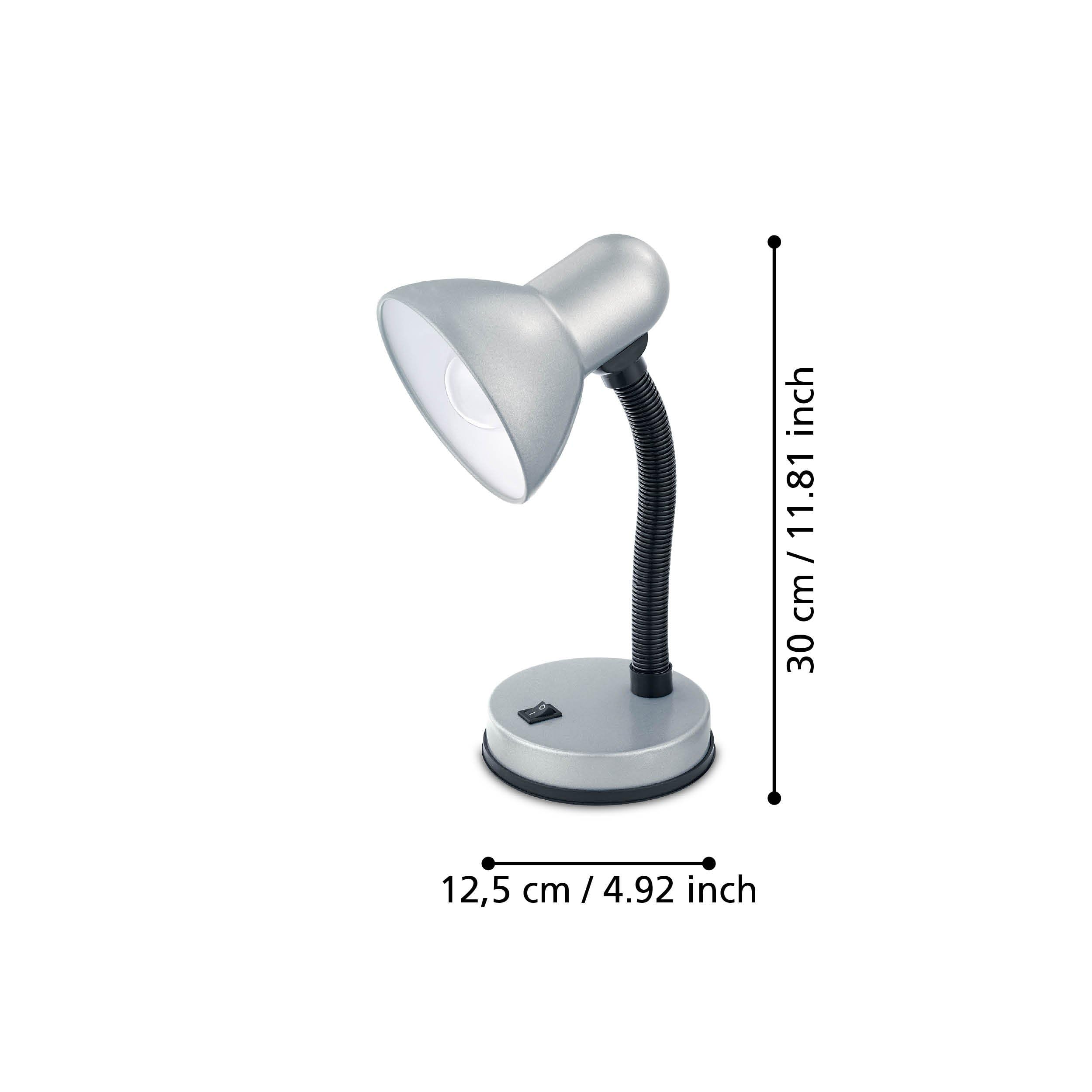 Lampada Da Tavolo EGLO Siponto - Design Moderno In Acciaio Nichel Opaco E Paralume In Tessuto Grigio, Con Interruttore, Attacco E27 - 2
