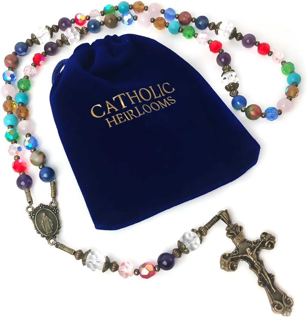 Beautiful Basilica Window Crystal and Stone Rosary Beads for Women With Miraculous Medal Centerpiece - Catholic Gifts - Rosarios Catolicos Para Mujer - Rosario Regalos - Image 3