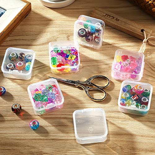 Image of SATINIOR 24 Packs Small Clear Plastic Beads Storage Containers Box with Hinged Lid for Storage of Small Items, Crafts, Jewelry, Hardware(1.7 x 1.7 x 0.8 Inches)