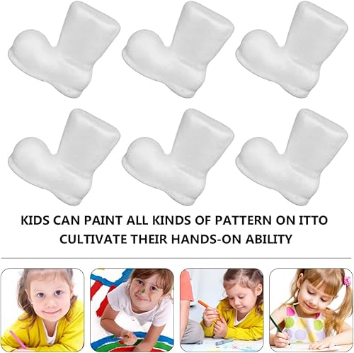 Miniatura 9 de Sewroro 10 botas de Navidad de espuma de poliestireno, ornamento de espuma para bricolaje, botas de Navidad de espuma blanca, bola de espuma para