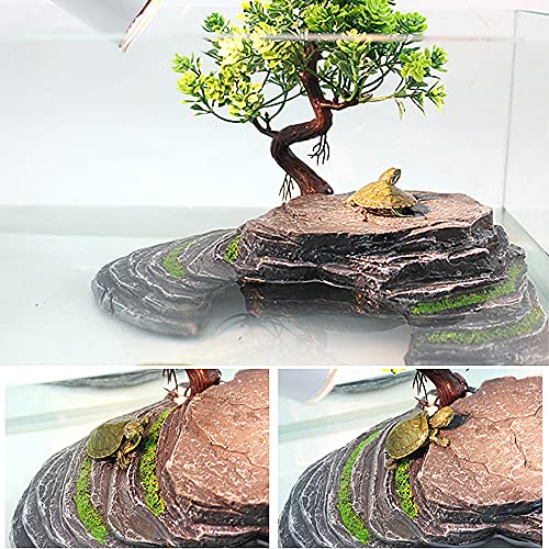 LAVECAR Reptiel Box Shelter Terrarium Hideout Grotten Schildpad Opslag, Hars Imitatie Rock Schildpad Basking Platform… - Afbeelding 7