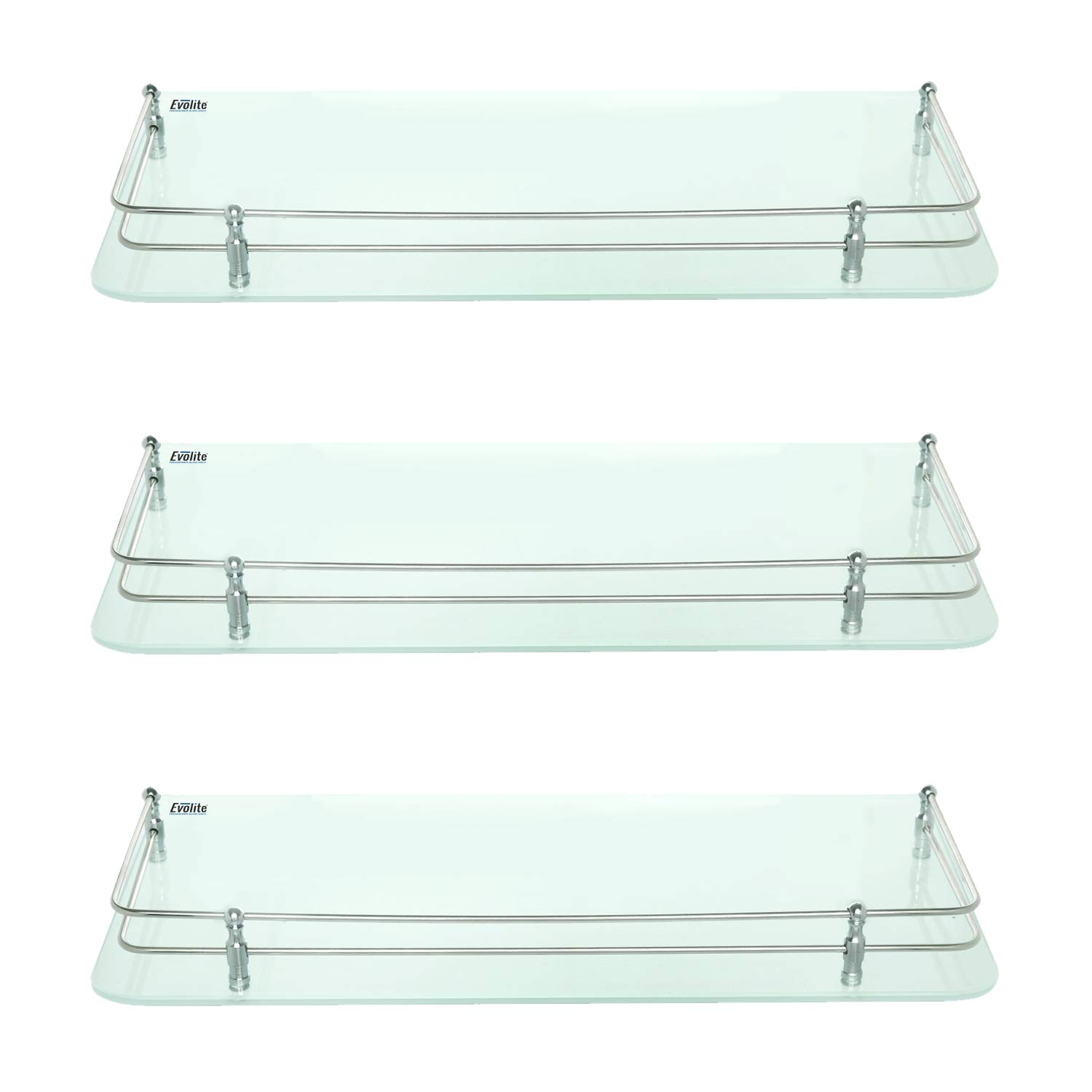 Evolite Tempered Glass Corner Shelf for Bathroom/Kitchen, Wall Mount Accessories with Fitted Brackets for Home Decor- Glass(9"X18"INCH)(Pack of 3) (B08LBMT6ZG) Amazon Price History, Amazon Price Tracker