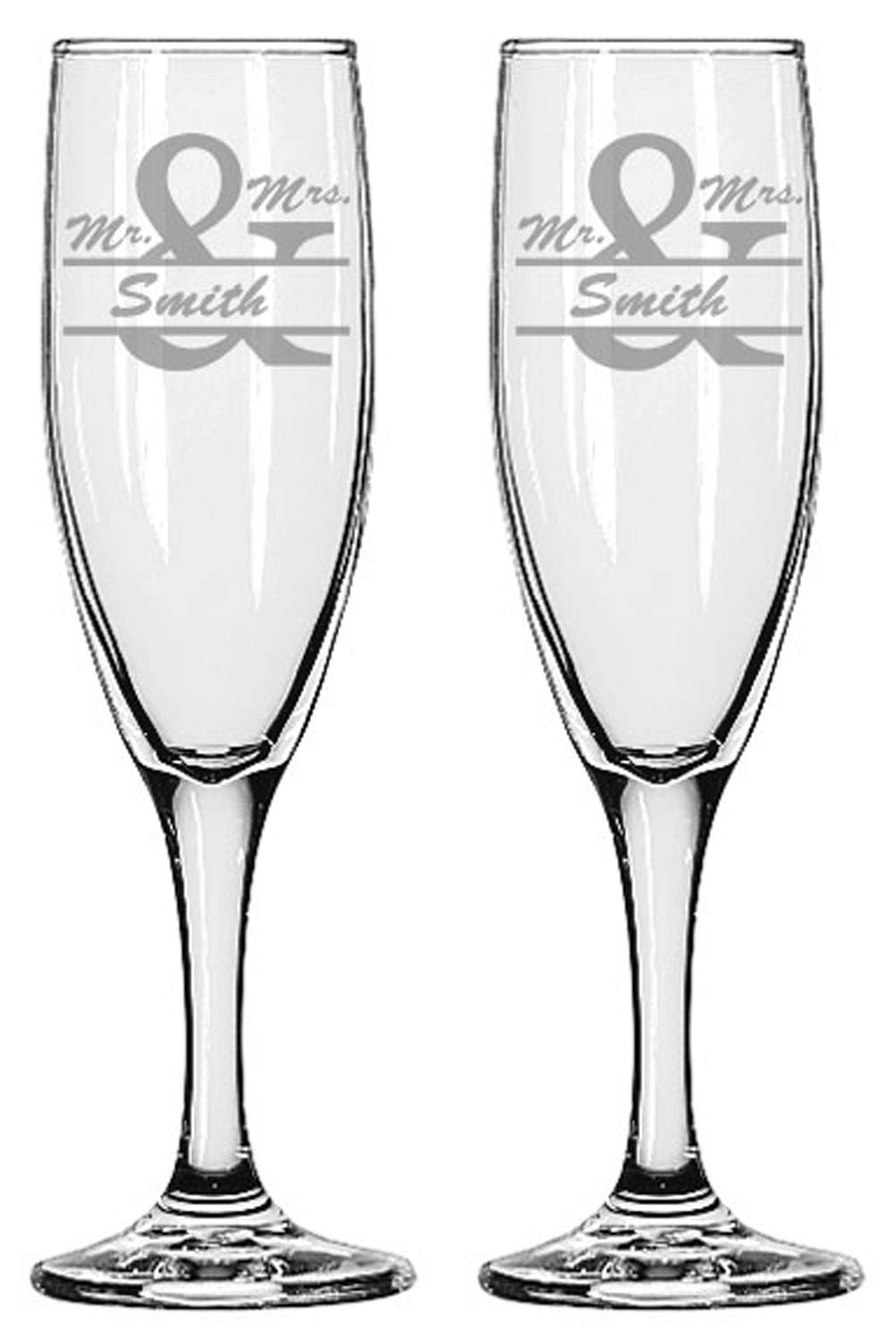 GIFTS INFINITY® Engraved Wedding Champagne Flutes Set of 2 Personalized Toasting Glasses (Mr & Mrs) - Valentine's Day Gift