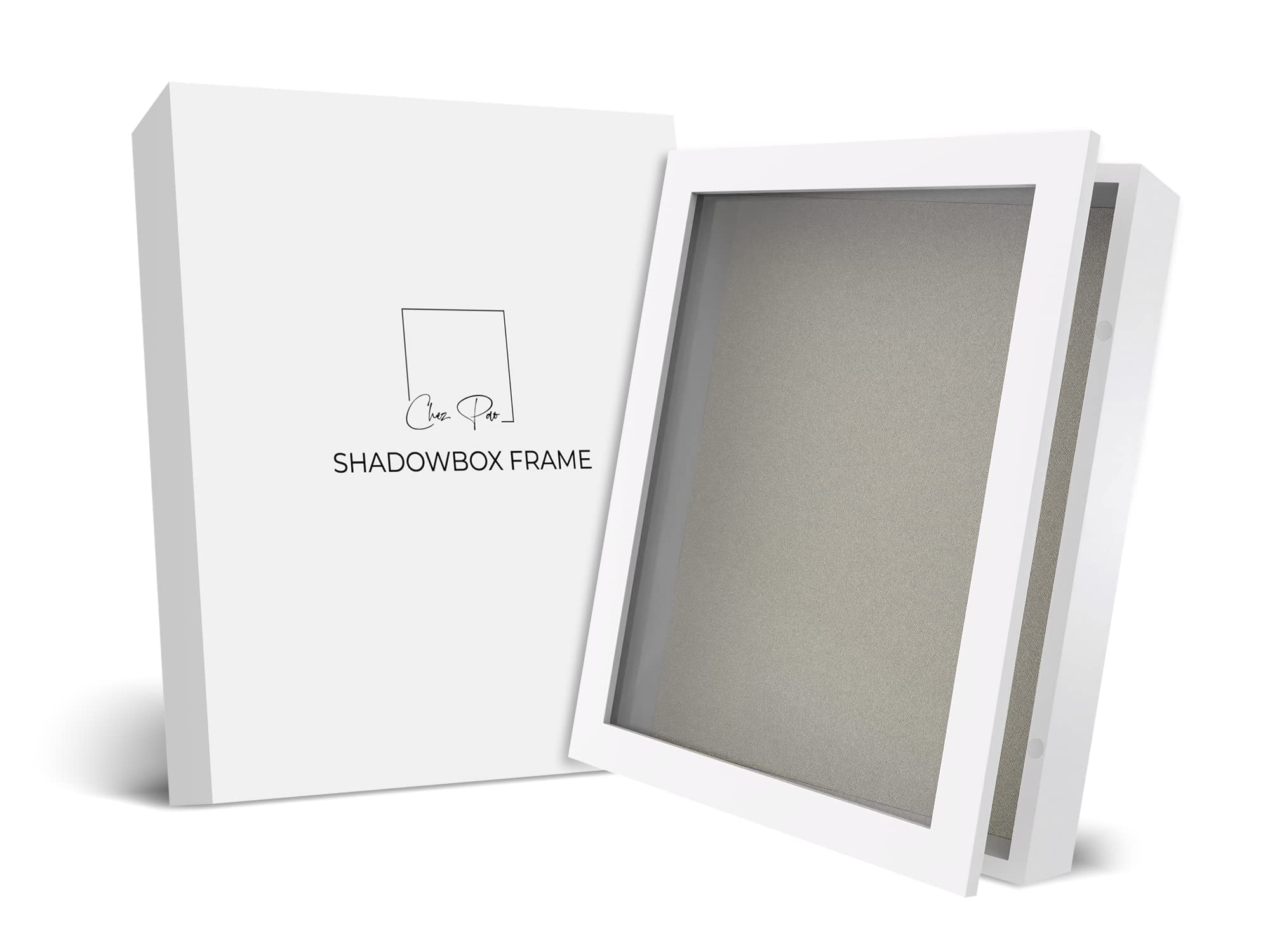 Shadow Box Case 11 x 14 inch White Wooden Box Frame Display – Large Wood Memory Picture Photo with Glass for Memories, Jerseys, Keepsakes and Pictures
