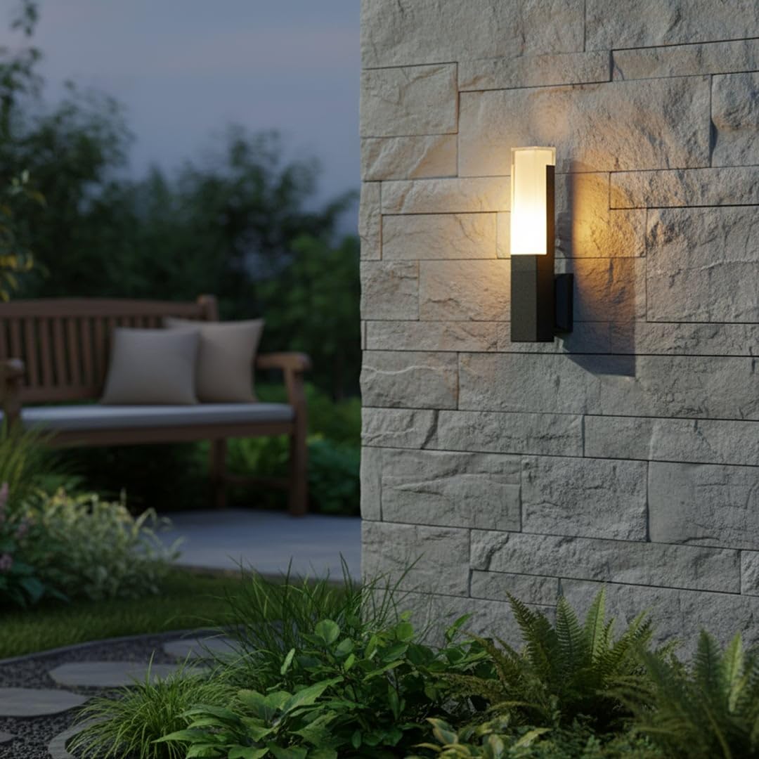 Whispering Homes Rectangular Column LED Outdoor Wall Light – Black | Metal Glass Waterproof Outdoor Wall Lights IP54 for Houses, Patio Lighting & Entryway Illumination-image-28