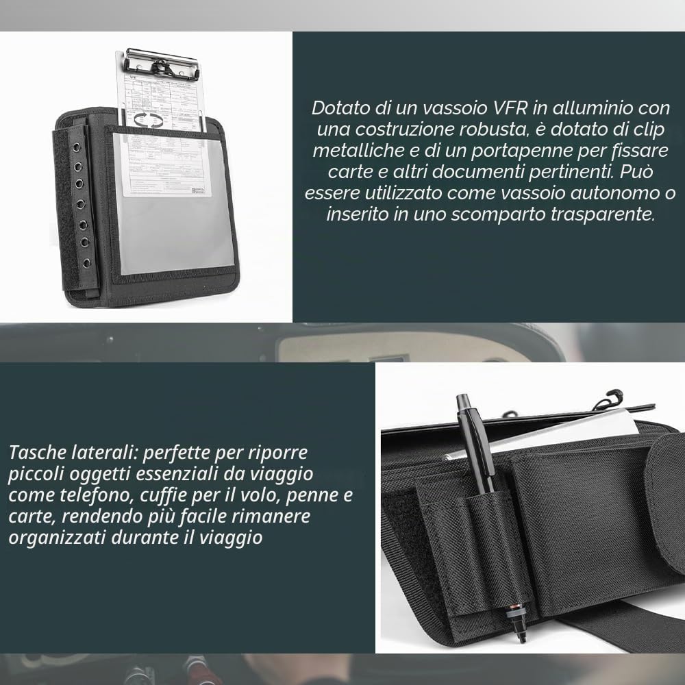 Pilot Kneeboard, include portablocco in alluminio. Adatta per iPad Pro 9,7", 10,5", 11", iPad e iPad Air 1/2/3/4/5/6 e qualsiasi altro tablet da 9" - 11"