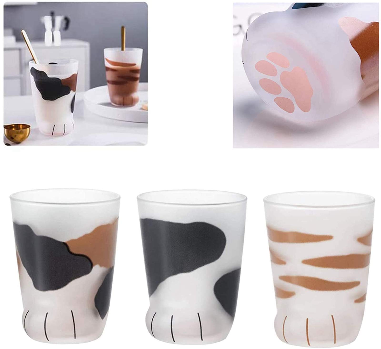Taza de cristal con diseño de gato Paw