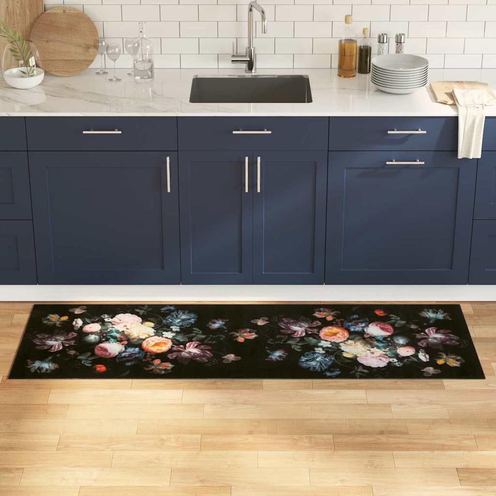 Tapis de cuisine en velours noir 180x60 cm pour couloir moderne