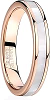 VAKKI Women's Rose Gold 4mm/6mm Tungsten Carbide Wedding Band with Mother of Pearl Inlay - Comfort Fit Sizes 5-12