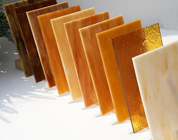 10 Vibrant Opaque Stained Glass Sheets, Assorted Brilliant Coloured Art Glass for DIY Mosaic Crafts, 4x6 inch Mosaic Sheets for DIY Projects and Home Décor, Amber