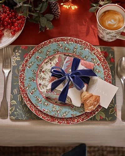 Miniatura 5 de Laura Ashley Stockbridge - Juego de platos llanos de 10 pulgadas en caja de regalo, 4 platos de cerámica de porcelana, aptos para microondas