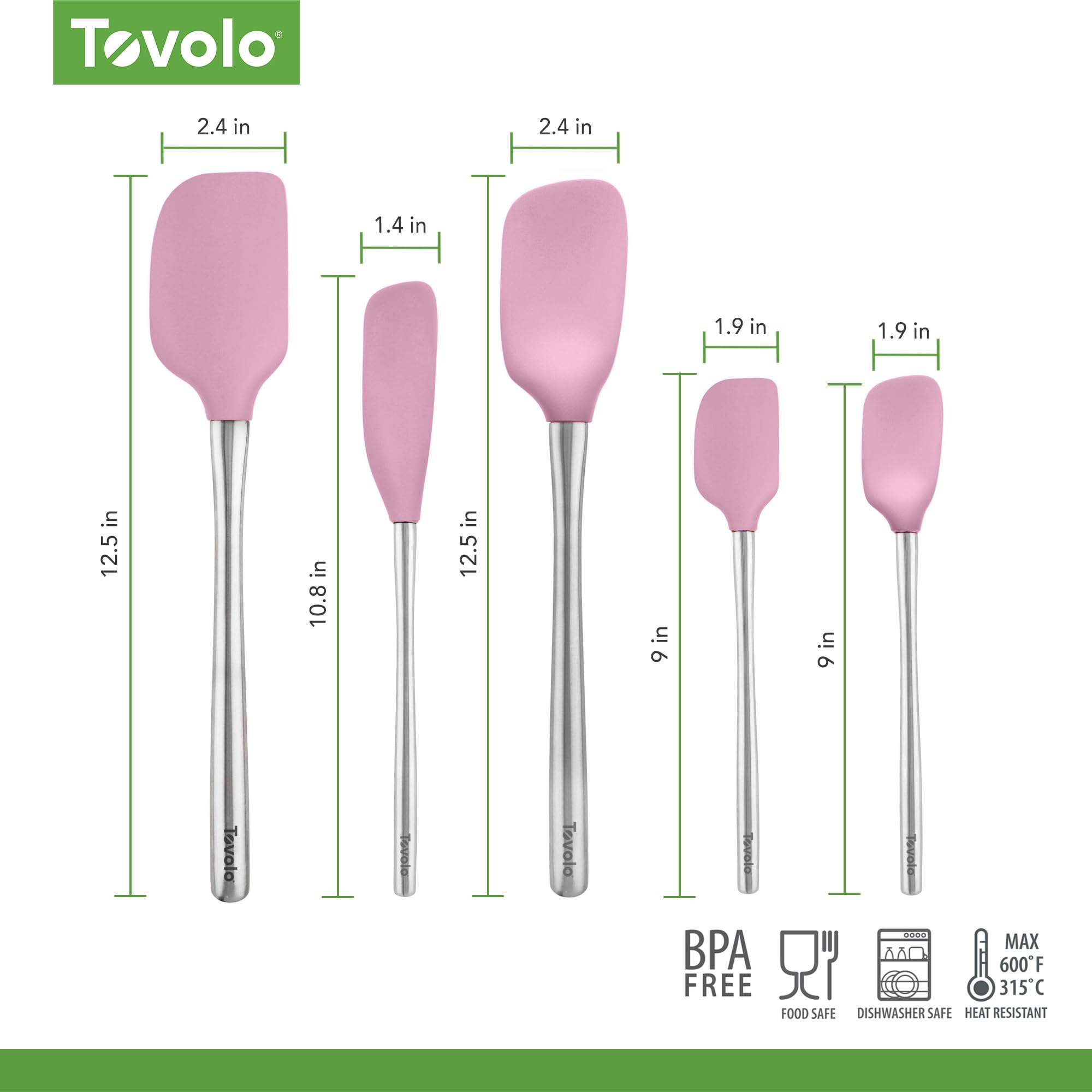 Tovolo Flex-Core Pfannenwender mit Edelstahlgriff, 5 Stück, für Mahlzeiten, Kochen, Backen und mehr