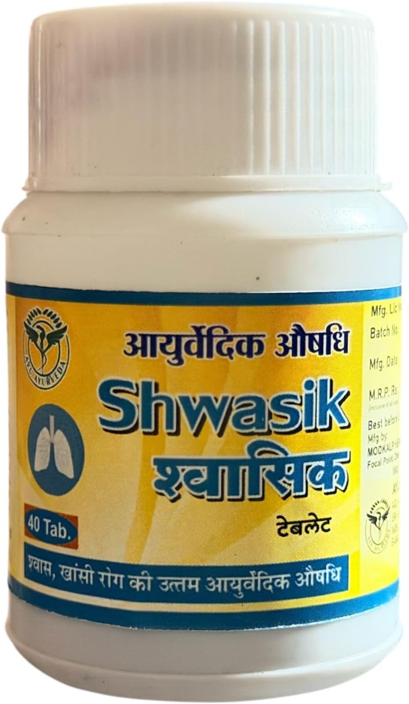 Shwasik Table Helpful in Managing For Cough & Cold, Sinus, Asthma, Bronchitis & Breathing Disorders, Allergic Respiratory Conditions, Wheezing & Chest Congestion (40 Tab)