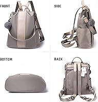 Vista 4 de Mochila impermeable liviana de nailon antirrobo para mujer, Caqui, M