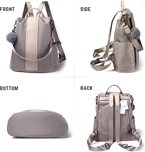 Miniatura 4 de Mochila impermeable liviana de nailon antirrobo para mujer Negro, Azul, Marrón, Rojo oscuro, Gris, Caqui, Negro grande, Azul grande, Marrón Grande,