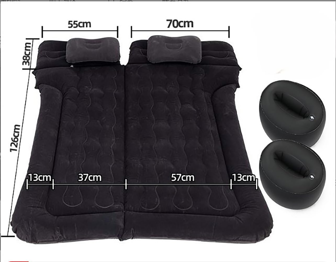 LDHSYU Car Air Mattress for Honda Element 2003-2011, Trunk Rear Seat Inflatable Thickened Flocking Travel Camping Bed, Air Pump 2 Pillows,Black