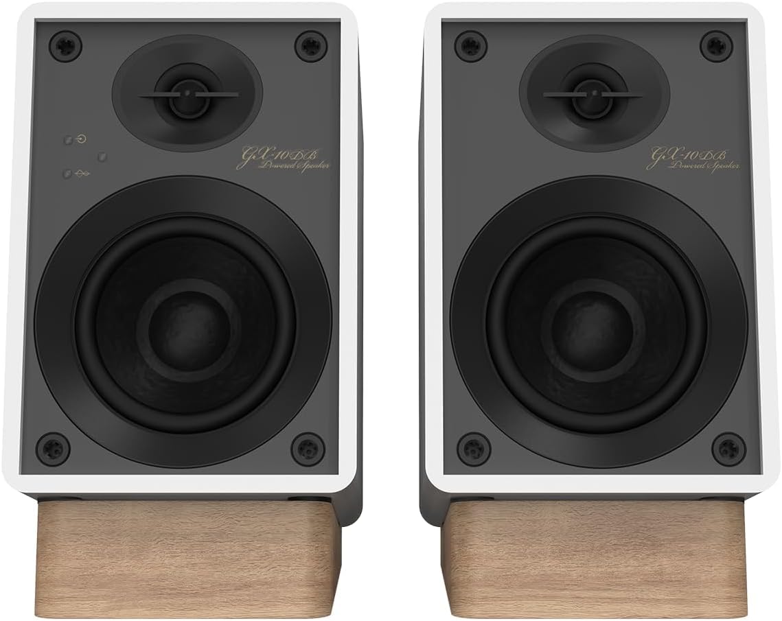 Onkyo GX-10DB Aktivlautsprecher mit USB-C, Weiß | Aktivlautsprecher mit 3-Zoll-Tieftöner, USB-C, Line/Phono, optischem Eingang, Sub-Out und Bluetooth 5.3 LE Audio.