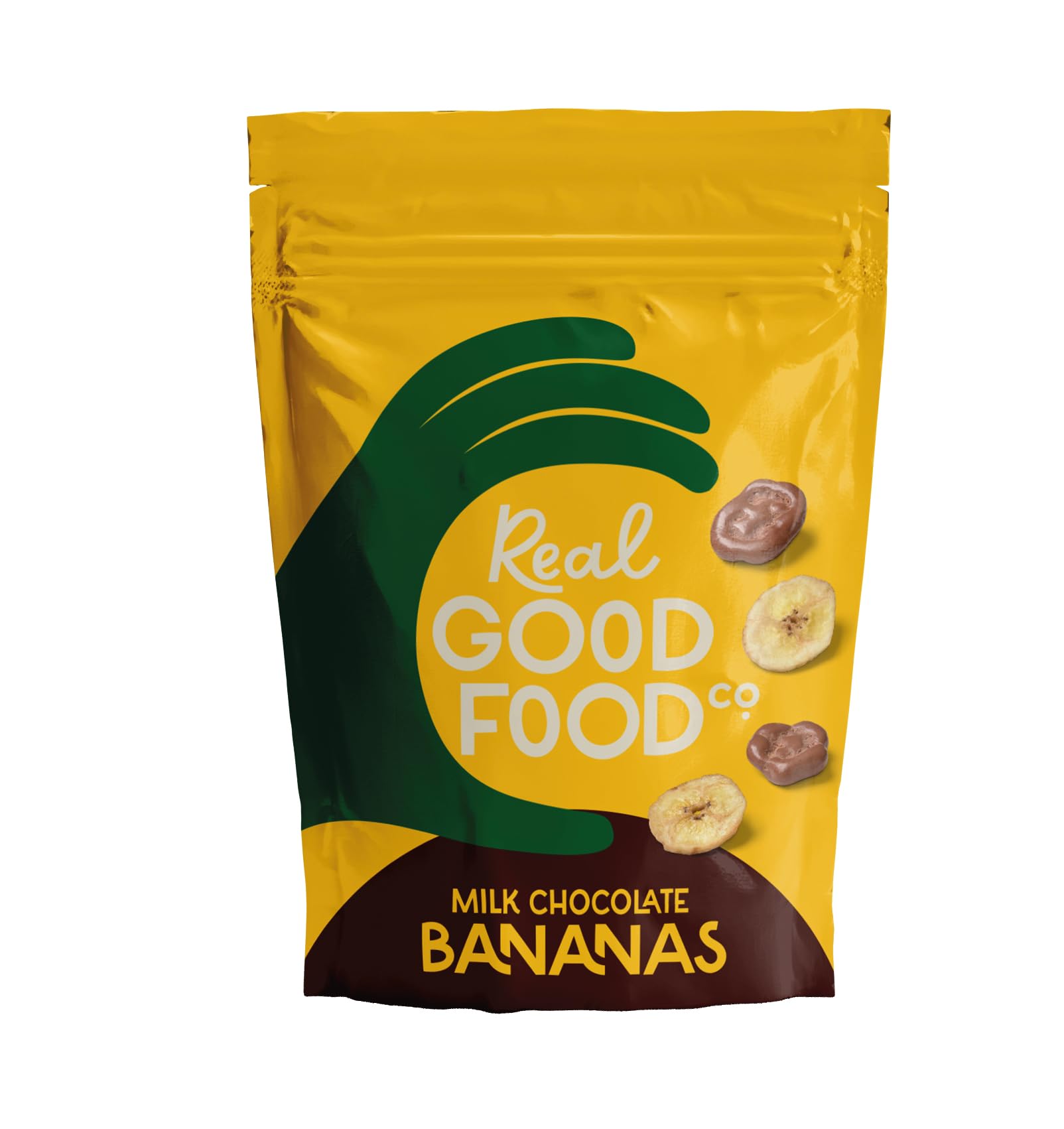 Real Good Food Co Milk Chocolate Bananas 150g Bag - Chocolate Coated Nuts, Nibbles and Snacks! - Milk Chocolate Coated Bananas - Luxury Snack