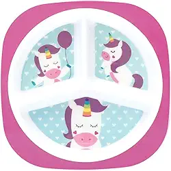 Buba Unicórnio Prato com Divisórias, Multicor, 22 x 22 x 2 cm