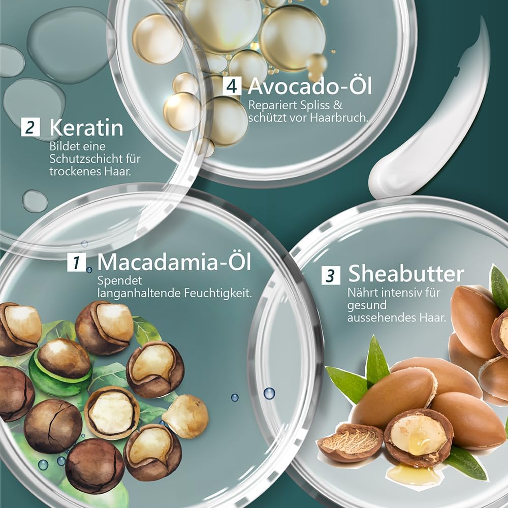SH-RD Protein Haarmaske | Intensive Feuchtigkeitsmaske mit Arganöl, Sheabutter, Maroccainöl| Tiefenwirksame Haarkur für trockenes/geschädigtes Haar | Haarpflege Treatment zur Feuchtigkeit - 400ml