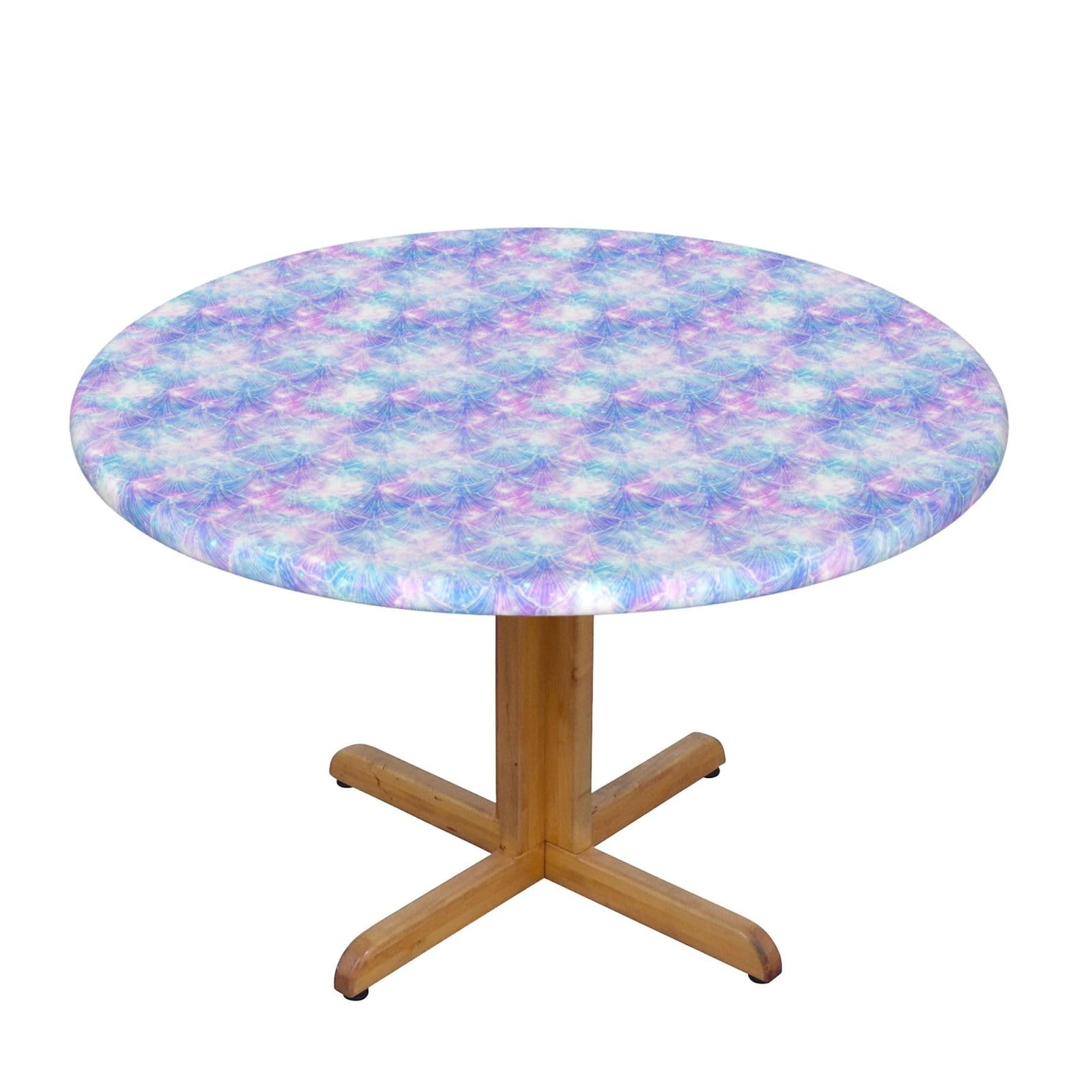 Nappe ronde écailles de sirène imperméable et résistante pour repas de fête