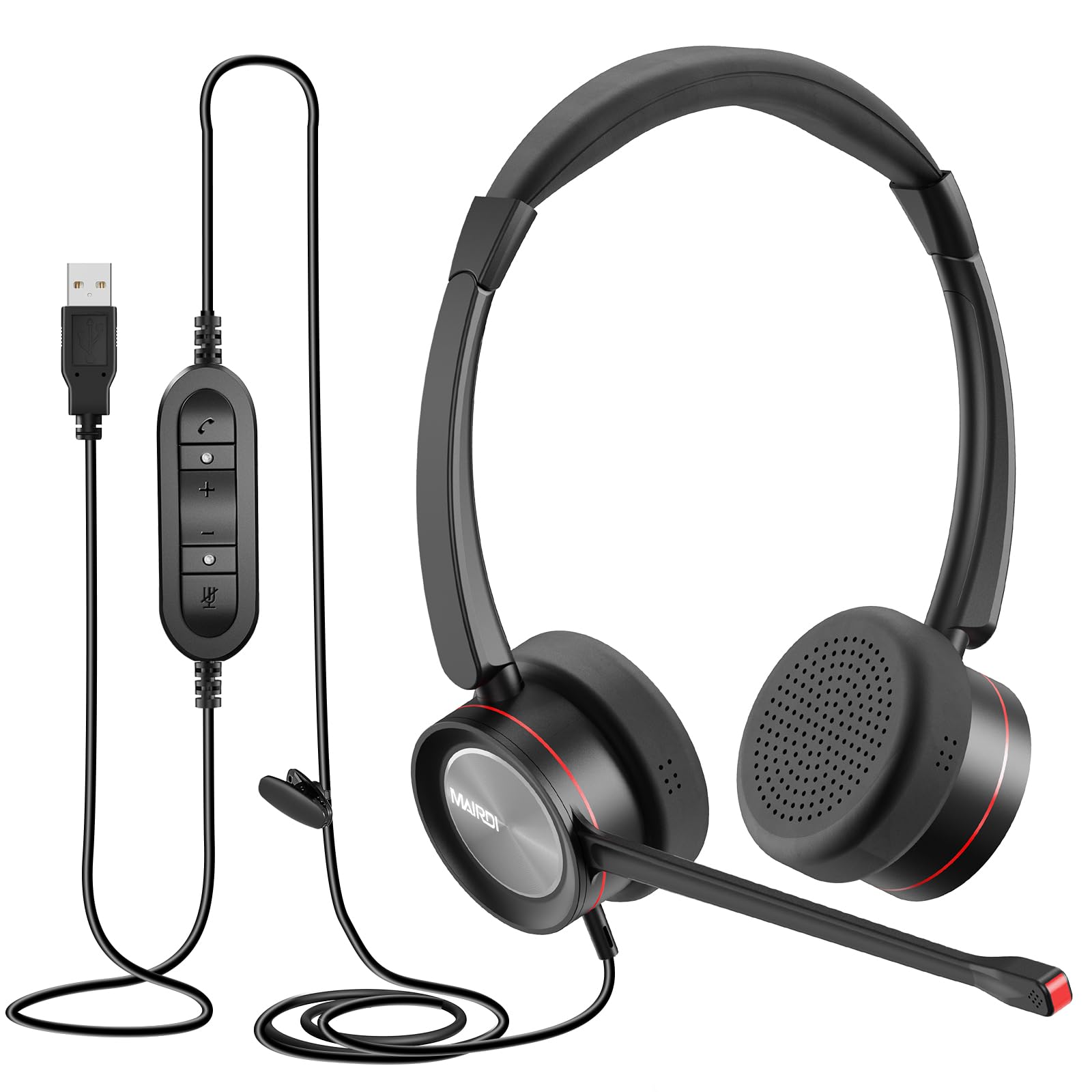 MAIRDI USB Headset with Microphpne, Wired PC Headset with Mic Noise Canceling & Mute for Computer Laptop Teams Zoom Office Work Call Center Business Softphone-image-14
