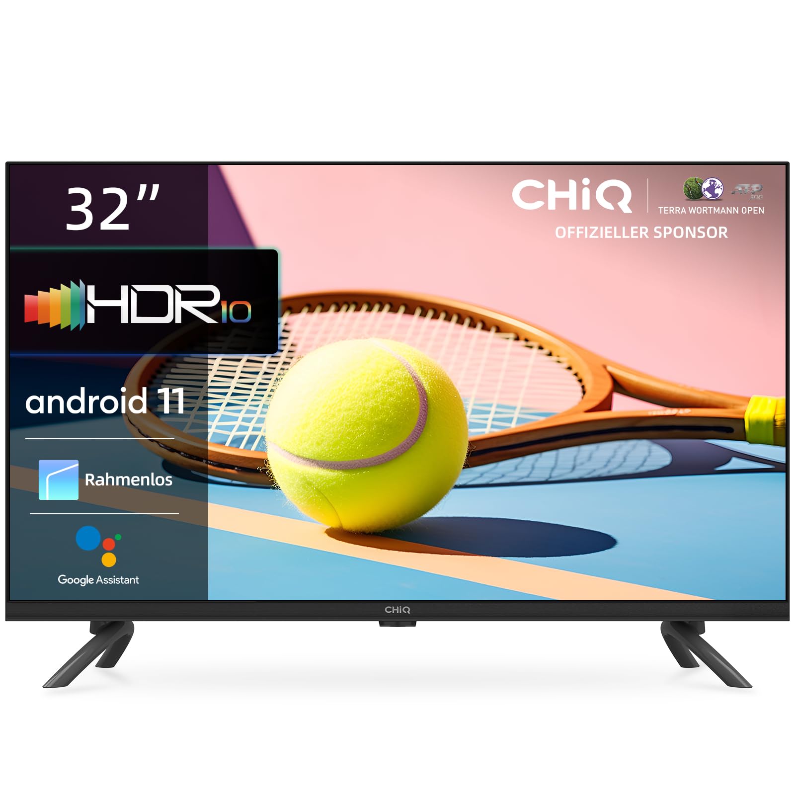 CHiQ Fernseher L32G7L,32 Zoll, 720p, Smart TV,Android11,HDR,WiFi,Bluetooth,Google Assistant,Chromecast,Netflix,Prime Video,YouTube,Triple Tuner(DVB-T2/T/C/S2),HDMI/USB,Dolby Audio, Schwarz
