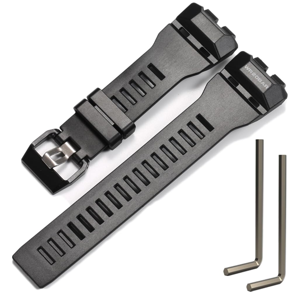 Resin Watch Band Compatible with Casio GBD-100 GBD-100SM Gbd-100 Mens Resin Replacement Watch Band Black Sport Waterproof Wristband
