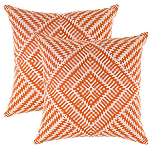 TreeWool, (Lot de 2) Kaléidoscope Motif Décoratifs Housses de Coussin en Toile de Coton (40 x 40 cm, Orange)