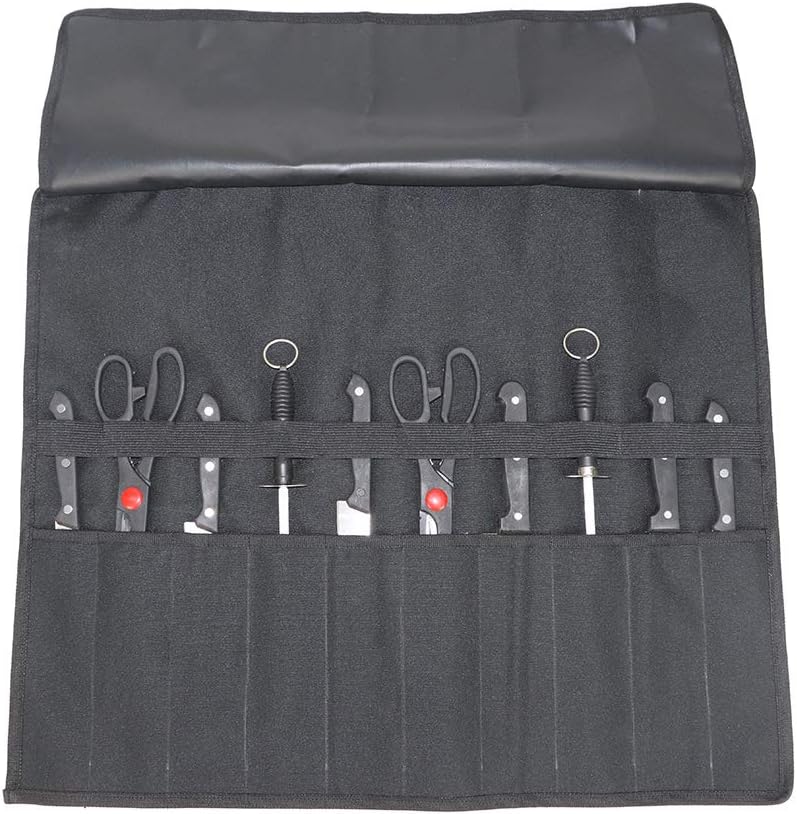 Practical Chef’s Knife Roll Bag, Heavy Duty Padded 10 Pockets Culinary Organizer Roll Case,Chef Cutlery Utensil Holder Protectors With Shoulder Straps & Carry Handles For Chefs And Students(HGJ856): Home & Kitchen