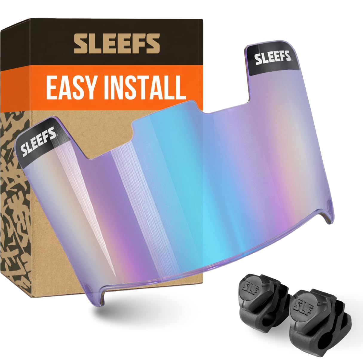 SLEEFS Clear Football Visor for Helmet - Professional Football Visor - Face &amp; Eye Shield - Fits Youth &amp; Adult Helmets - Includes Quick Visor Clips for Easy Installation