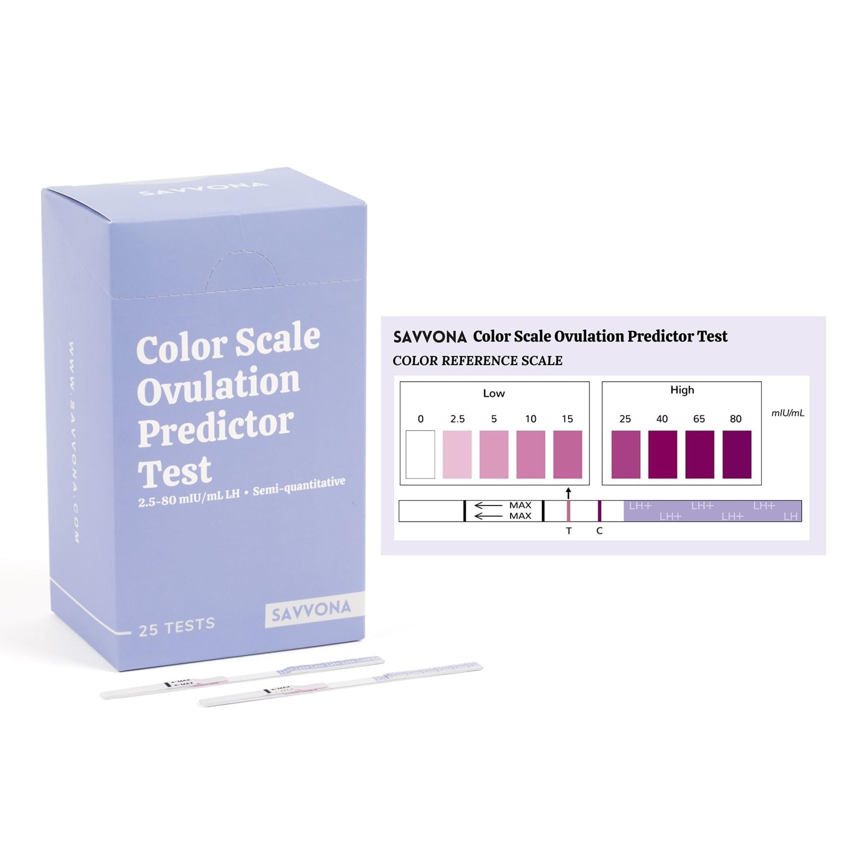 Ovulation Test Strips - Over 99% Accurate at Detecting LH - Color Scale Predictor Kit - Pinpoint Peak Fertility - Accurate Family Planning - Indvidually Wrapped - Results in Minutes - 25ct