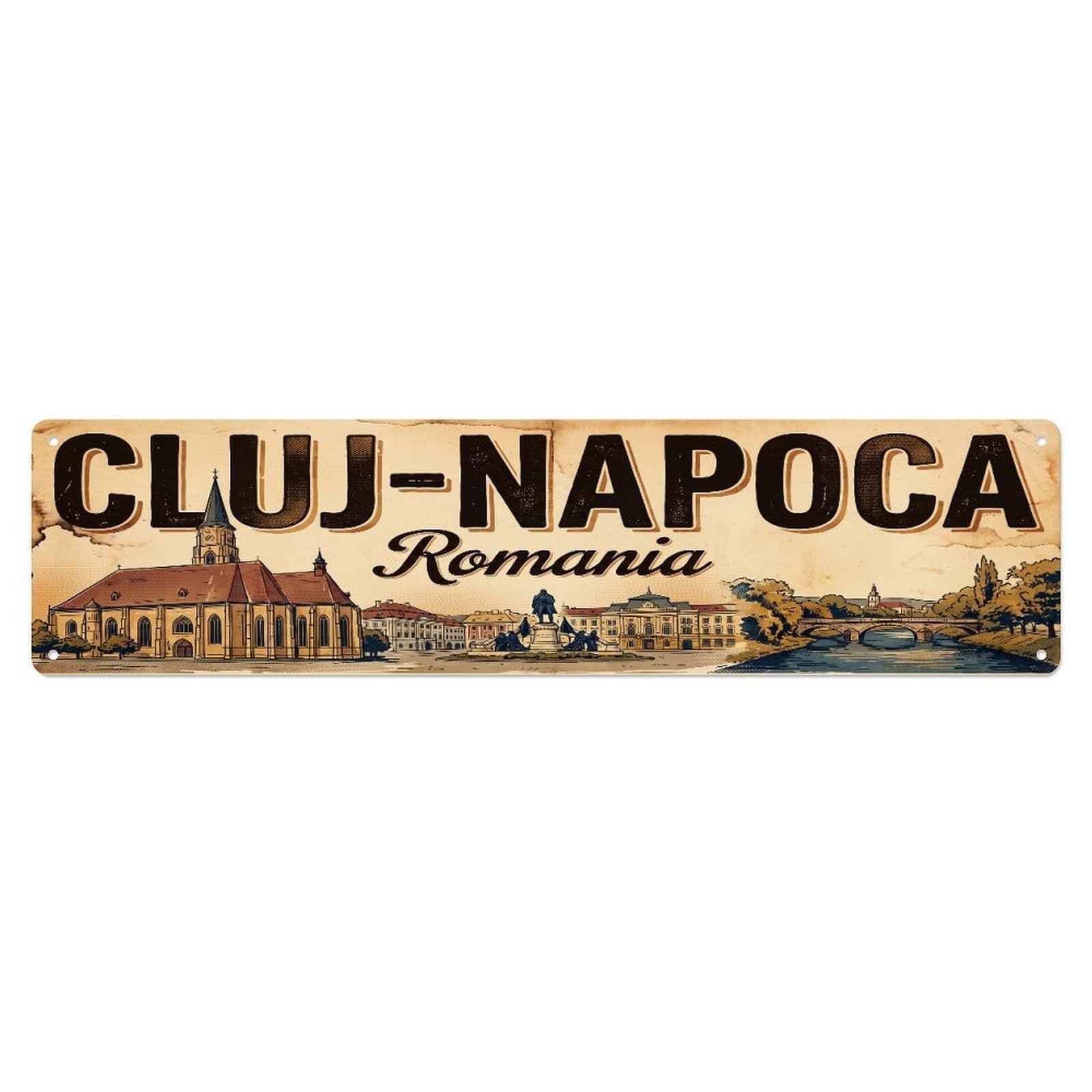 Tgrcjimh Style Metal Tin Sign Vintage Travel Romania Cluj-Napoca
