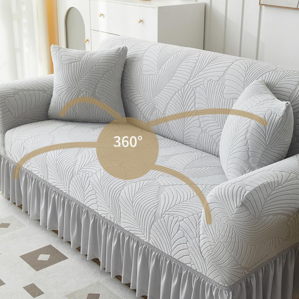 Copridivano, copridivano traspiranti, ad alta elasticità, consistenza morbida, resistenti alle rughe e allo sbiadimento e di facile manutenzione-Grey 2||Three people 190-230cm