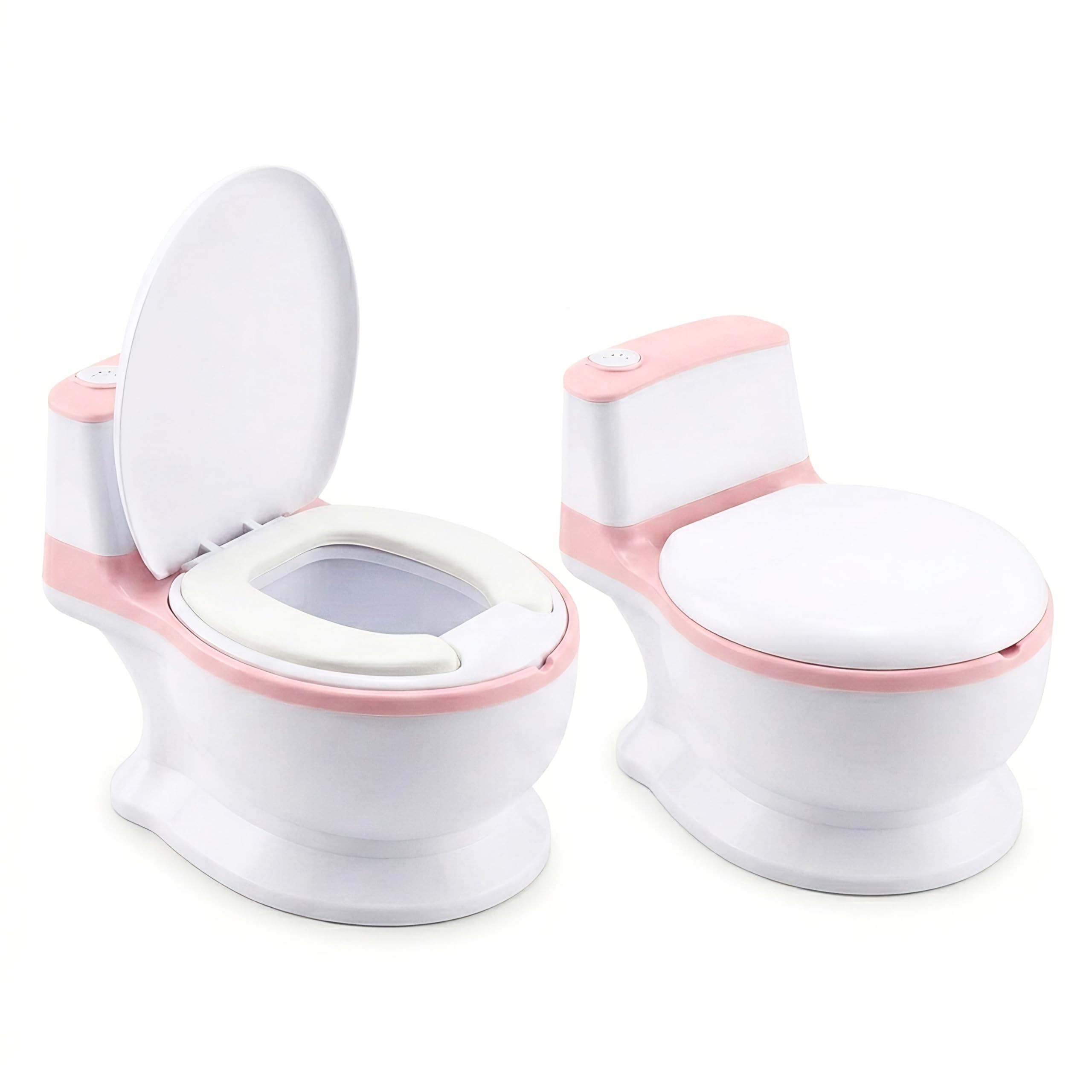 DIVCHI Baby Potty Training Toilet-Toddler Potty Chair with Flush Sound-Removable Bowl & Soft Cushion Seat-Kids Toilet Trainer for Boys & Girls-Realistic Potty Training Toilet (Pink)